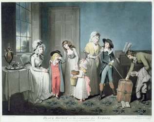Schwarzer Montag oder Die Abreise zur Schule, gestochen von John Jones (ca. 1745-97), veröffentlicht von W. Bigg, 1790